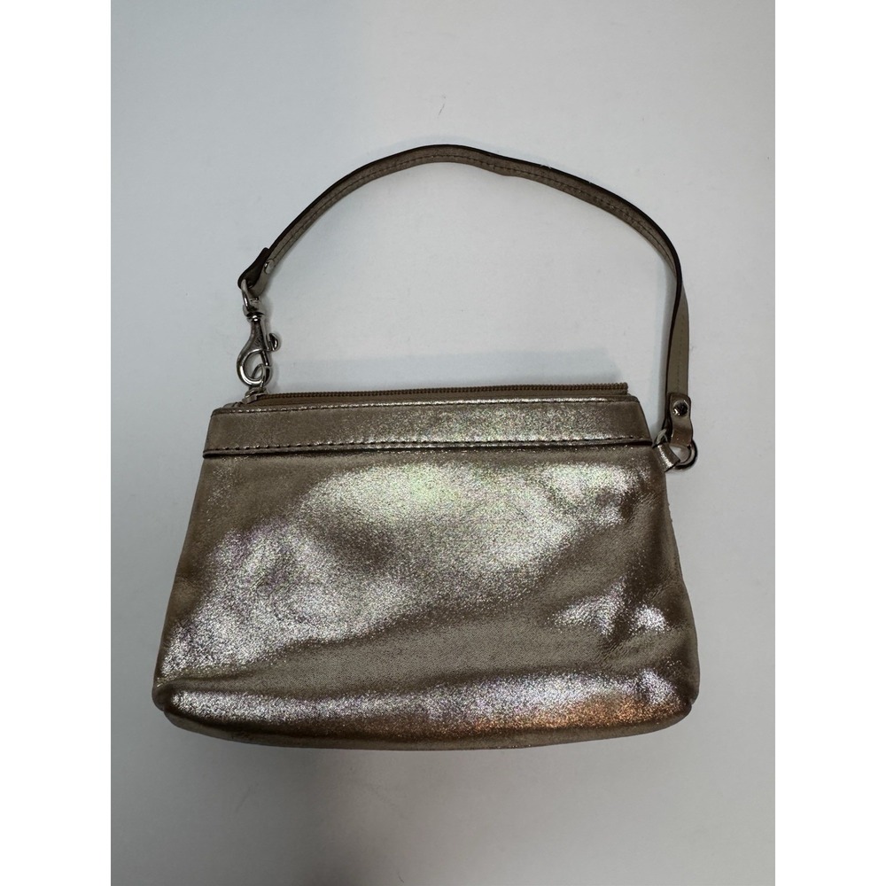 Coach Wristlet Metallic Gold Pleated Leather 43431 Wristlet Clutch - Picture 5 of 12